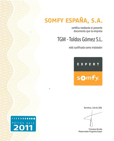 Toldos Gómez instalador SOMFY